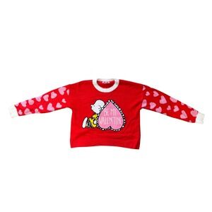 Peanuts Charlie Brown‎ Valentine Heart Cozy Sweater Love Red Pink Hearts M NWOT